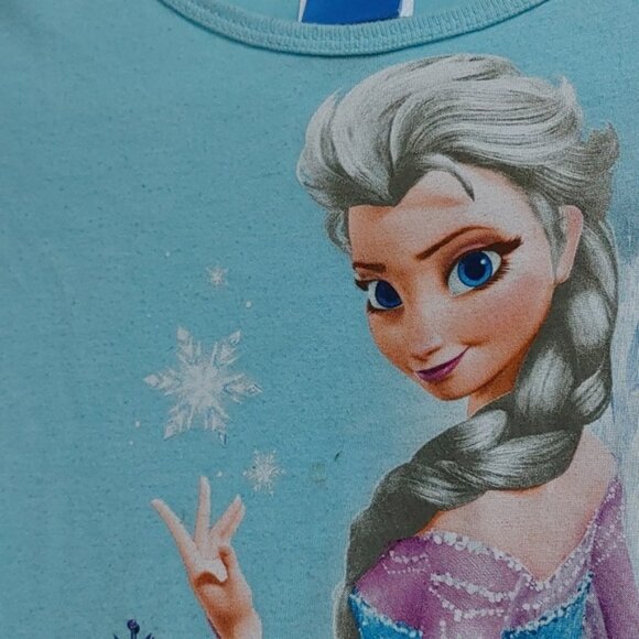 3/$25 FROZEN Elsa blue and gray tuff ruffle short sleeve dress size L 10… - Picture 4 of 9